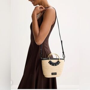 Claudie Pierlot Accessories Small Woven Basket Bag With Ring and crossbody strap
